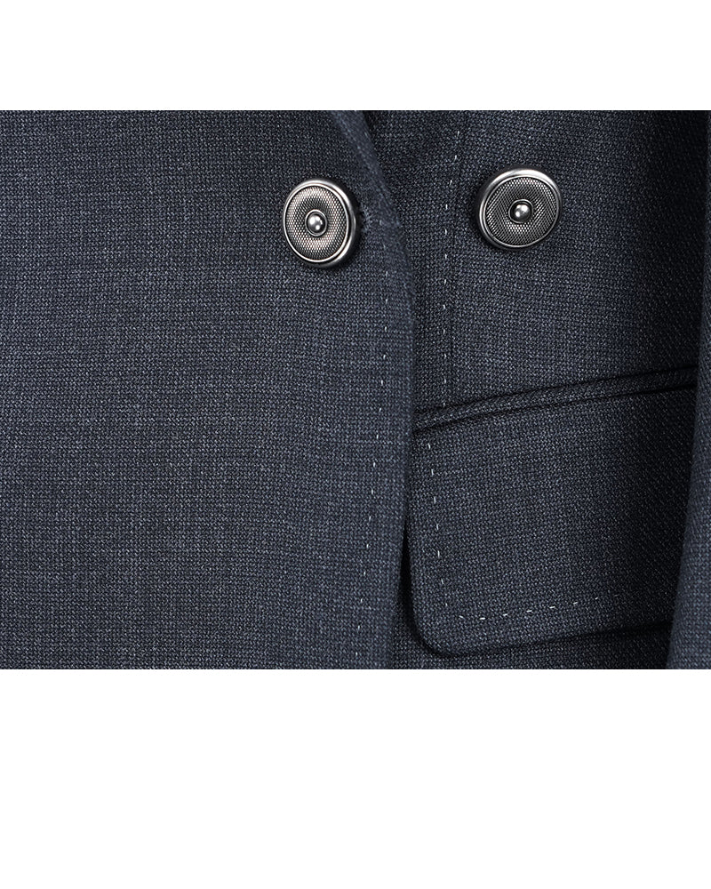 Classic Charcoal Wool Blazer with Round Hem