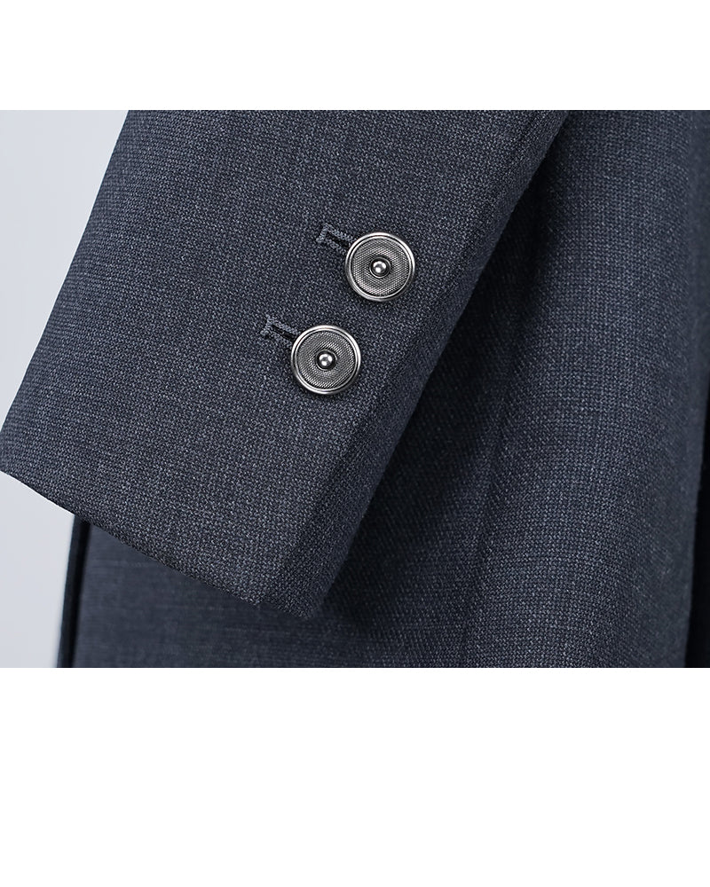 Classic Charcoal Wool Blazer with Round Hem