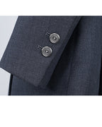 Classic Charcoal Wool Blazer with Round Hem