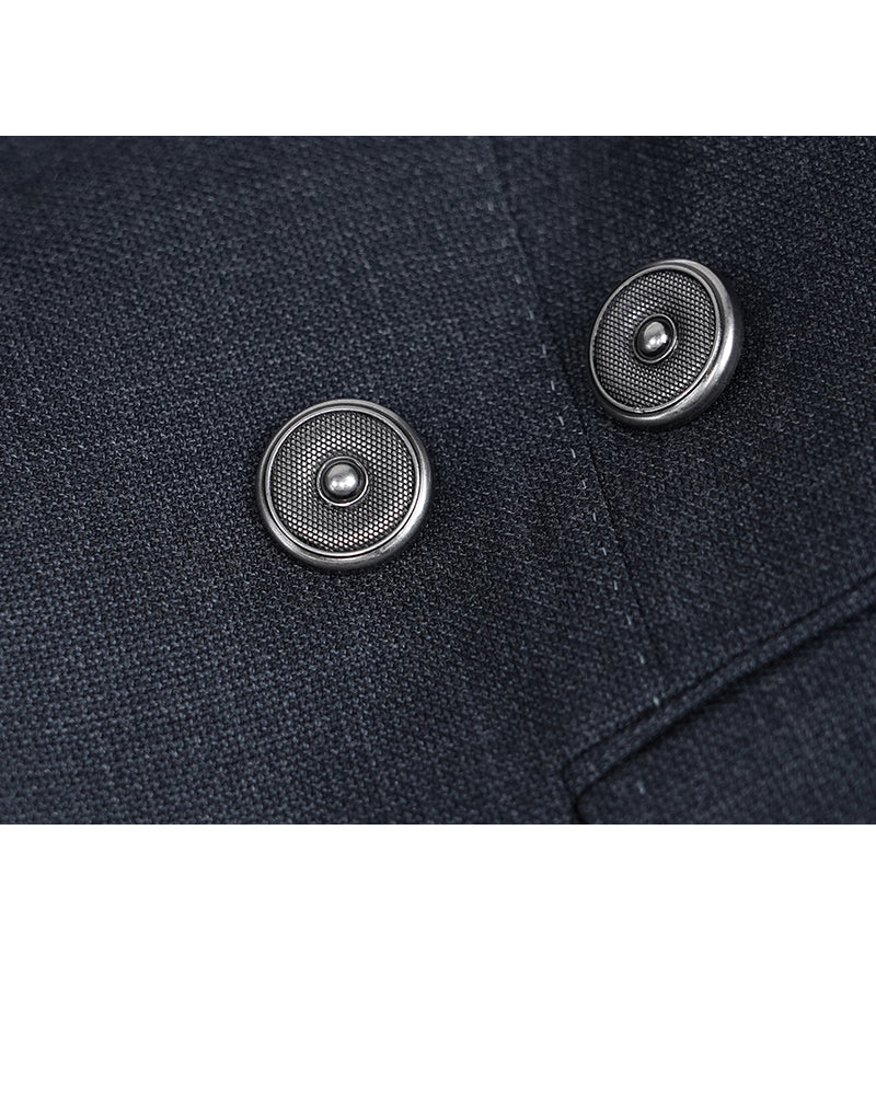 Classic Charcoal Wool Blazer with Round Hem