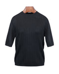 Black Textured Knit Short Sleeve Top Suitpure