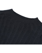 Black Textured Knit Short Sleeve Top