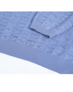 Sky Blue Crewneck Knit Top | Subtle Jacquard Texture