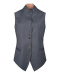 Fine Wool Grey Stripe Vest | Self-Tie Waist Suitpure