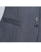 Fine Wool Grey Stripe Vest | Self-Tie Waist