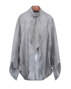 Mandarin Collar Cocoon Tencel Jacquard Blouse
