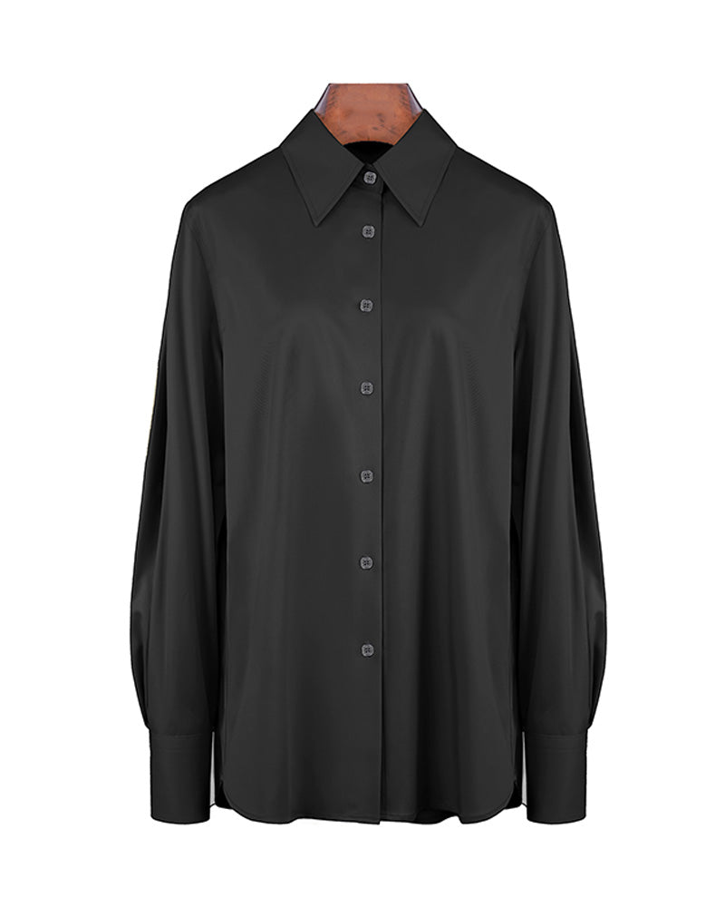Black Bamboo Cotton Stretch Tailored Shirt Suitpure