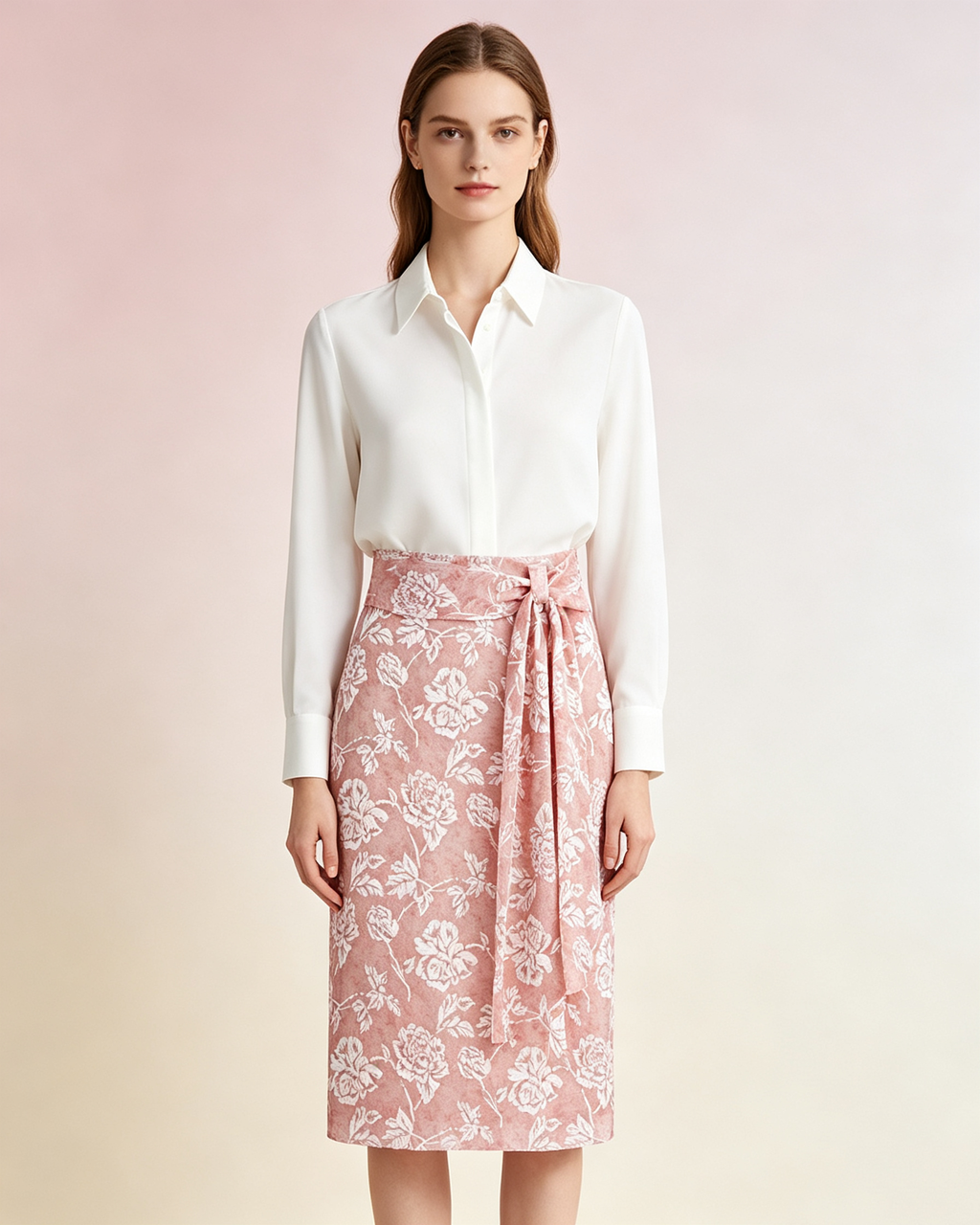 Viscose High Waist Bow Tie Ruffle Layered A Line Skirt