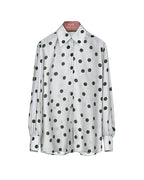 Women Silk-Blend Polka Dot Button-Down Shirt