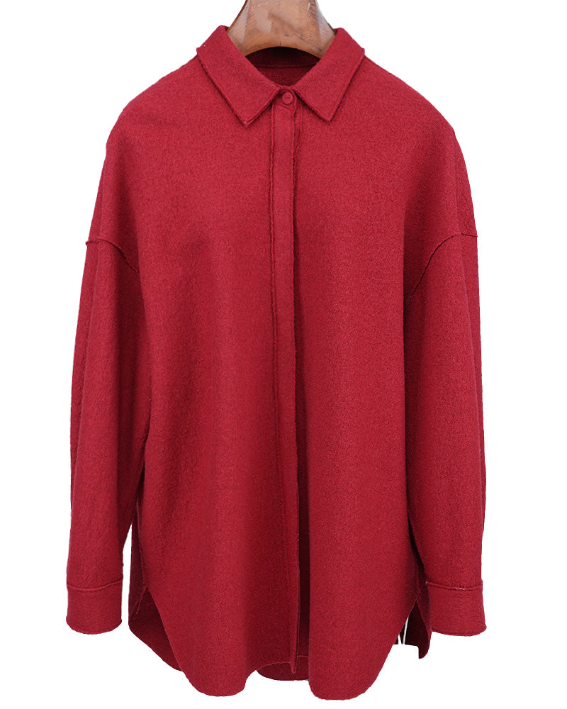 Relaxed Fit Knit Top in Bold Red