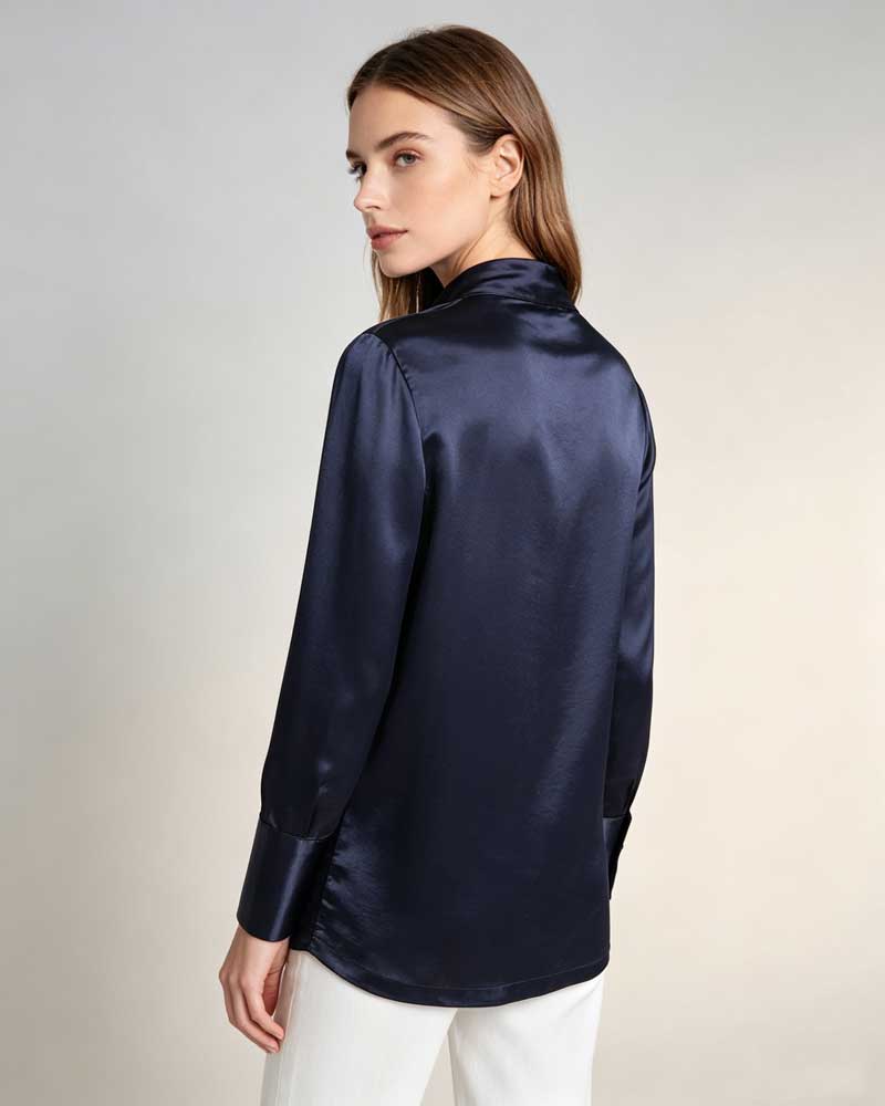 Women Luxury Glossy Satin Office Blouse