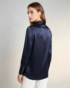 Women Luxury Glossy Satin Office Blouse