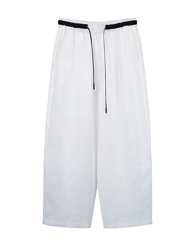 Relaxed Fit Linen Cropped Trousers Suitpure