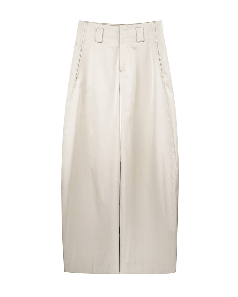 Khaki Continuous Waistband Curved Leg Trousers Suitpure