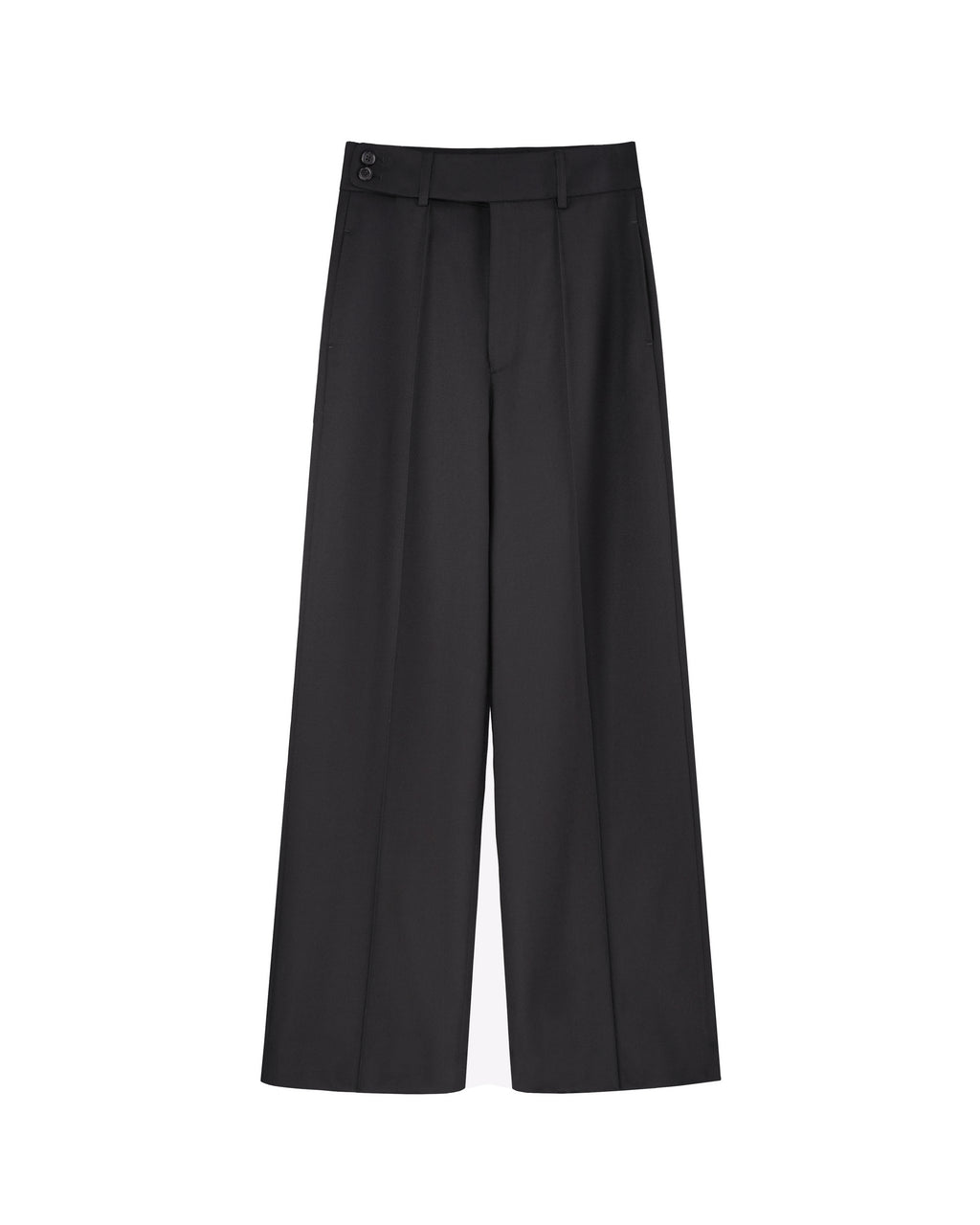 High Waist Cavalry Twill Straight Wool Pants | 100% Wool