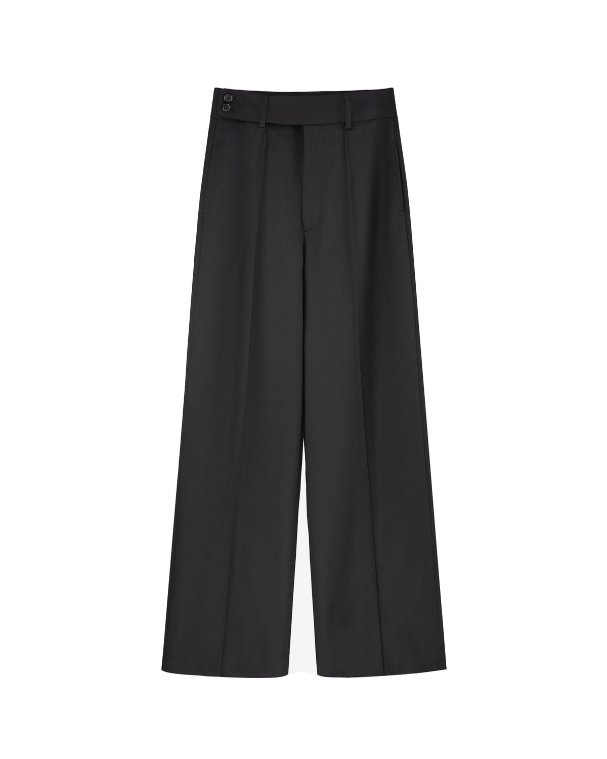 High Waist Cavalry Twill Straight Wool Pants | 100% Wool