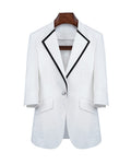 White Textured Lapel Unlined Blazer Suitpure