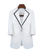 White Textured Lapel Unlined Blazer Suitpure