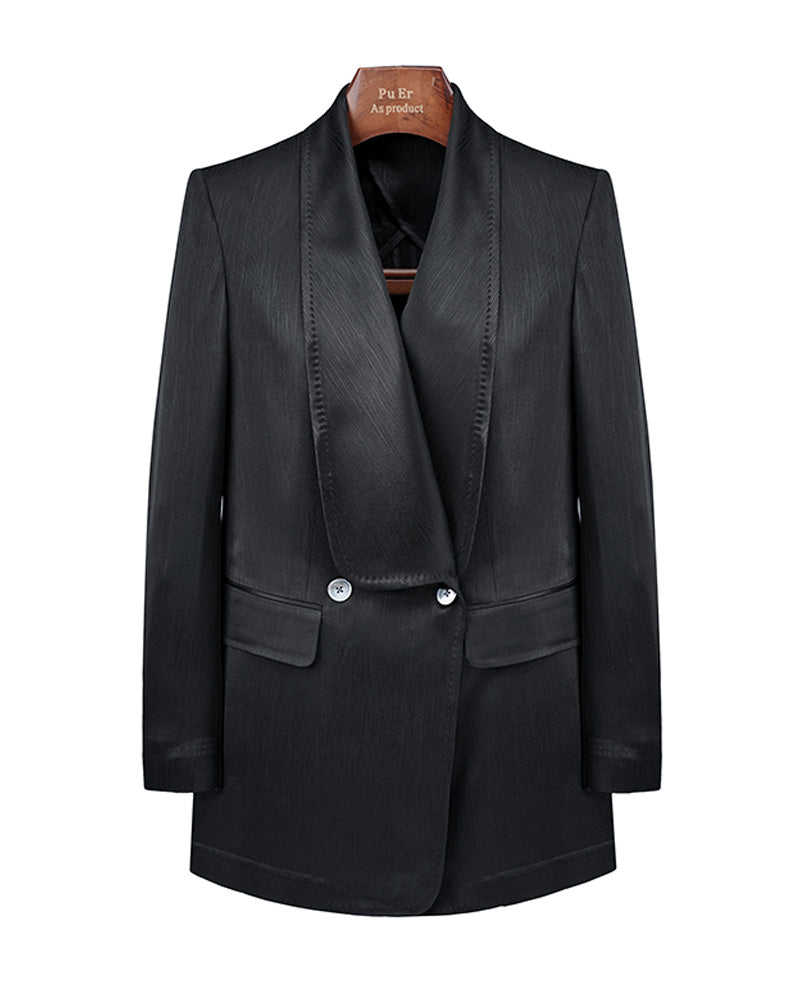 Tree Grain Acetate Shawl Collar Unlined Blazer Suitpure