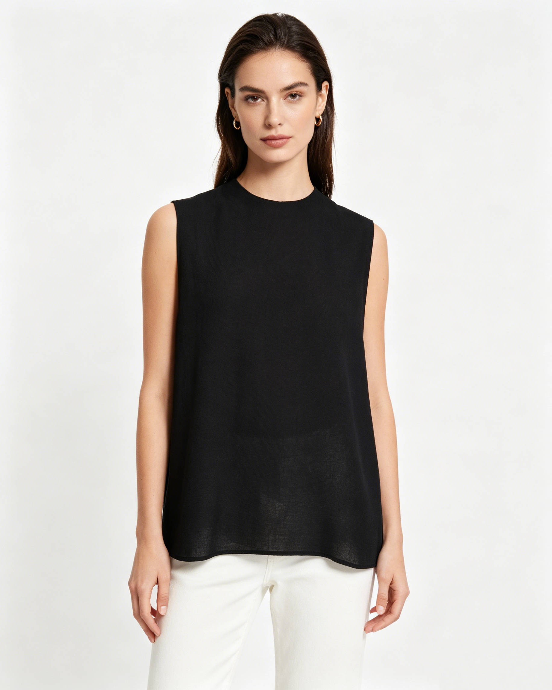 Classic Black Minimalist Summer Sleeveless Top Suitpure