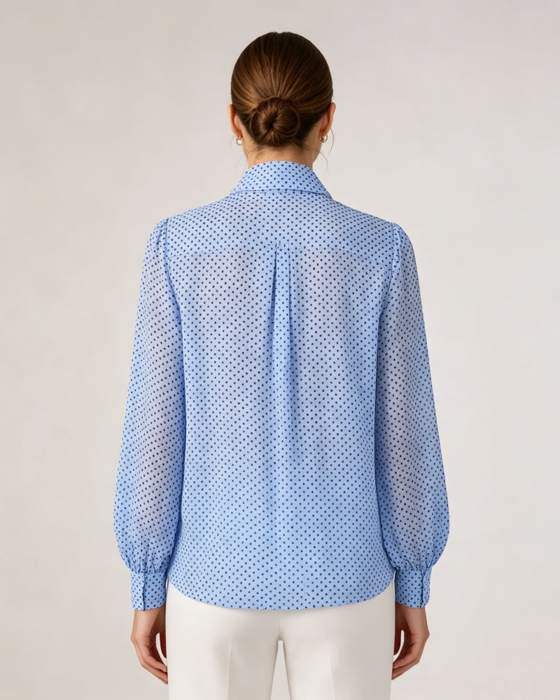 Seasalt Polka Dot Mandarin Collar Blouse with Self-Tie Suitpure