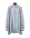 Draped Mandarin Collar Blouse in Tencel Linen Suitpure