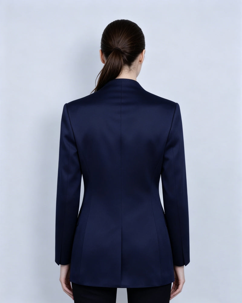 Deep Sea Blue Collarless Blazer Suitpure