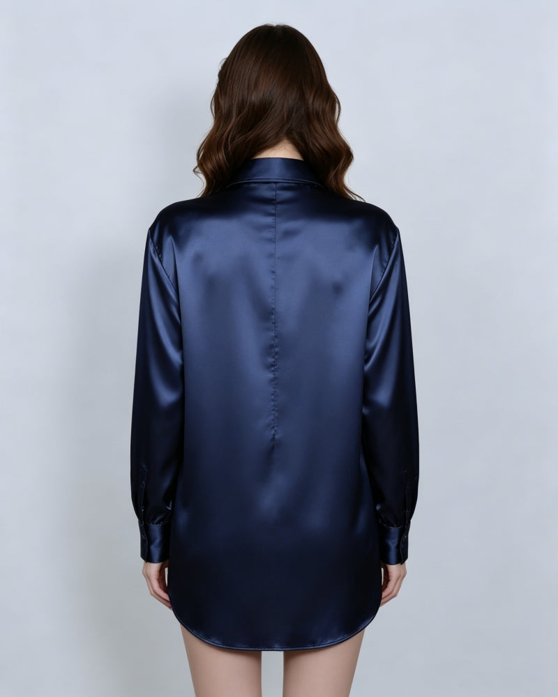 True Blue Ruffle Trim Blouse | Relaxed Fit Suitpure