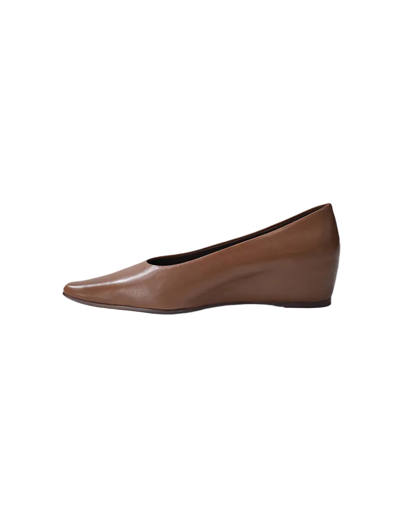 Women Minimalist Slim Square Toe Slip On Commute Low Wedge Shoes Suitpure