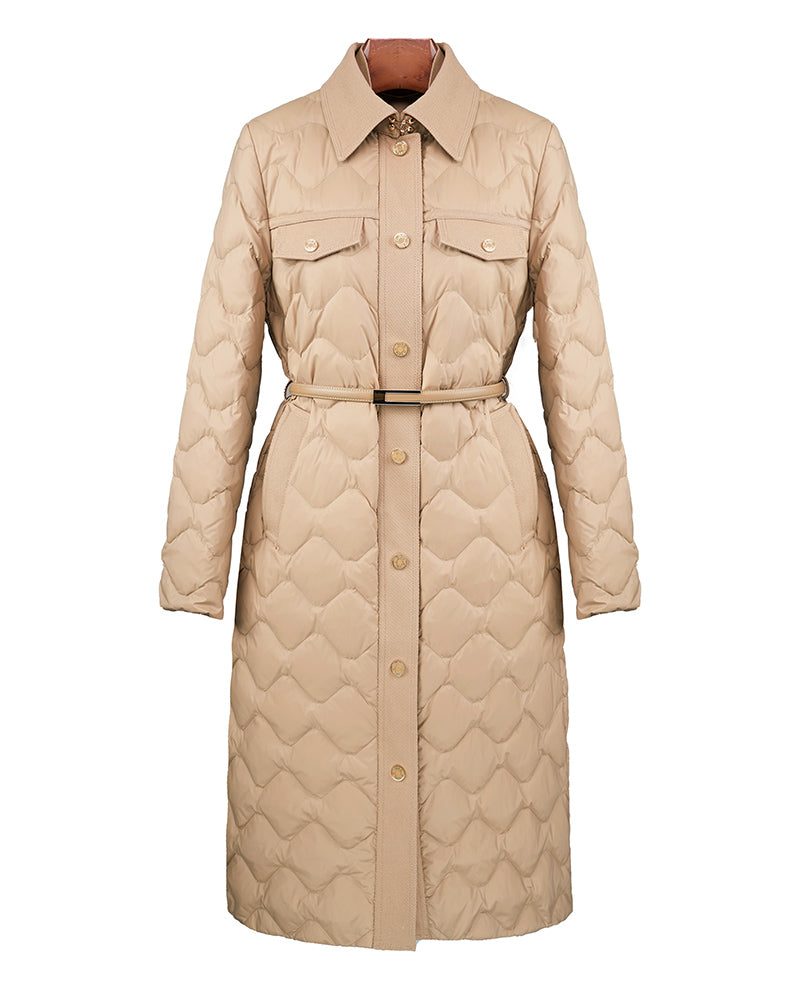 Khaki Paneled Down Puffer Jacket