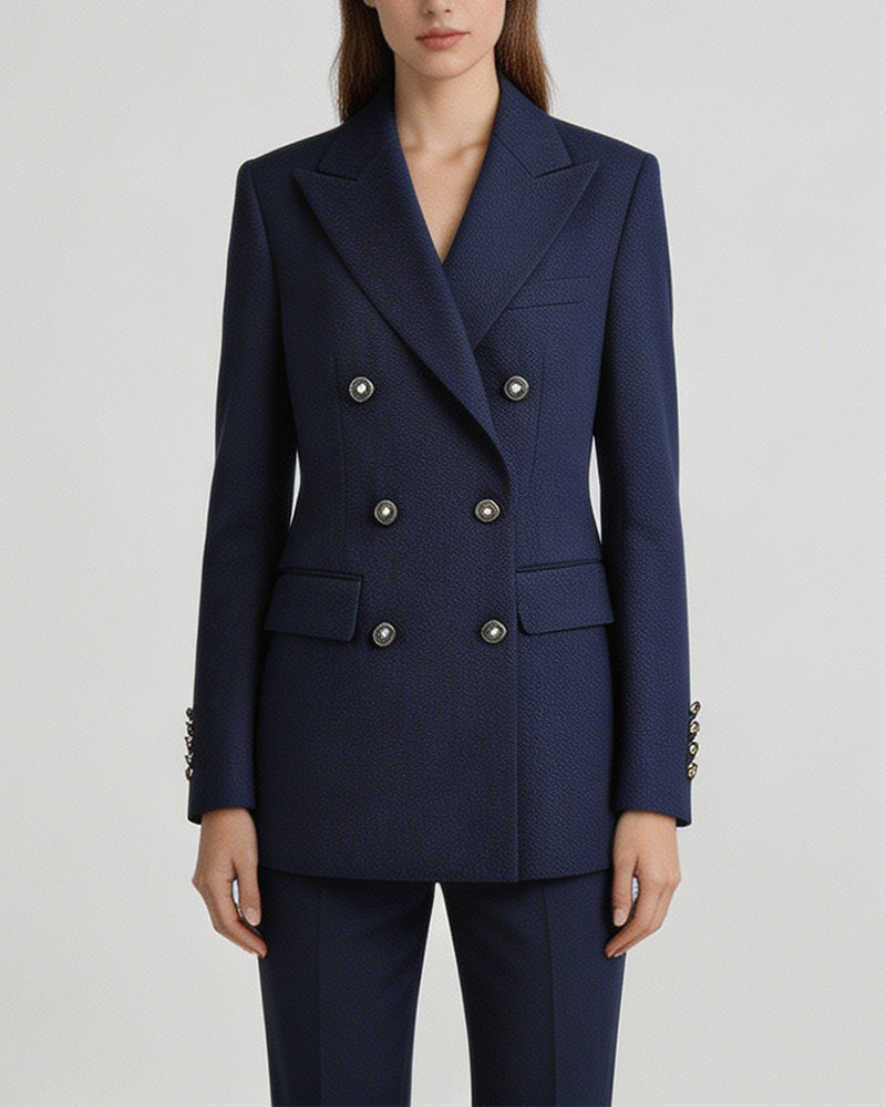Classic Twill Double-Breasted Blazer Suitpure