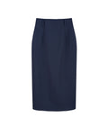 Navy 100% Wool Cavalry Twill High Waist Midi Pencil Skirt | 100% Wool