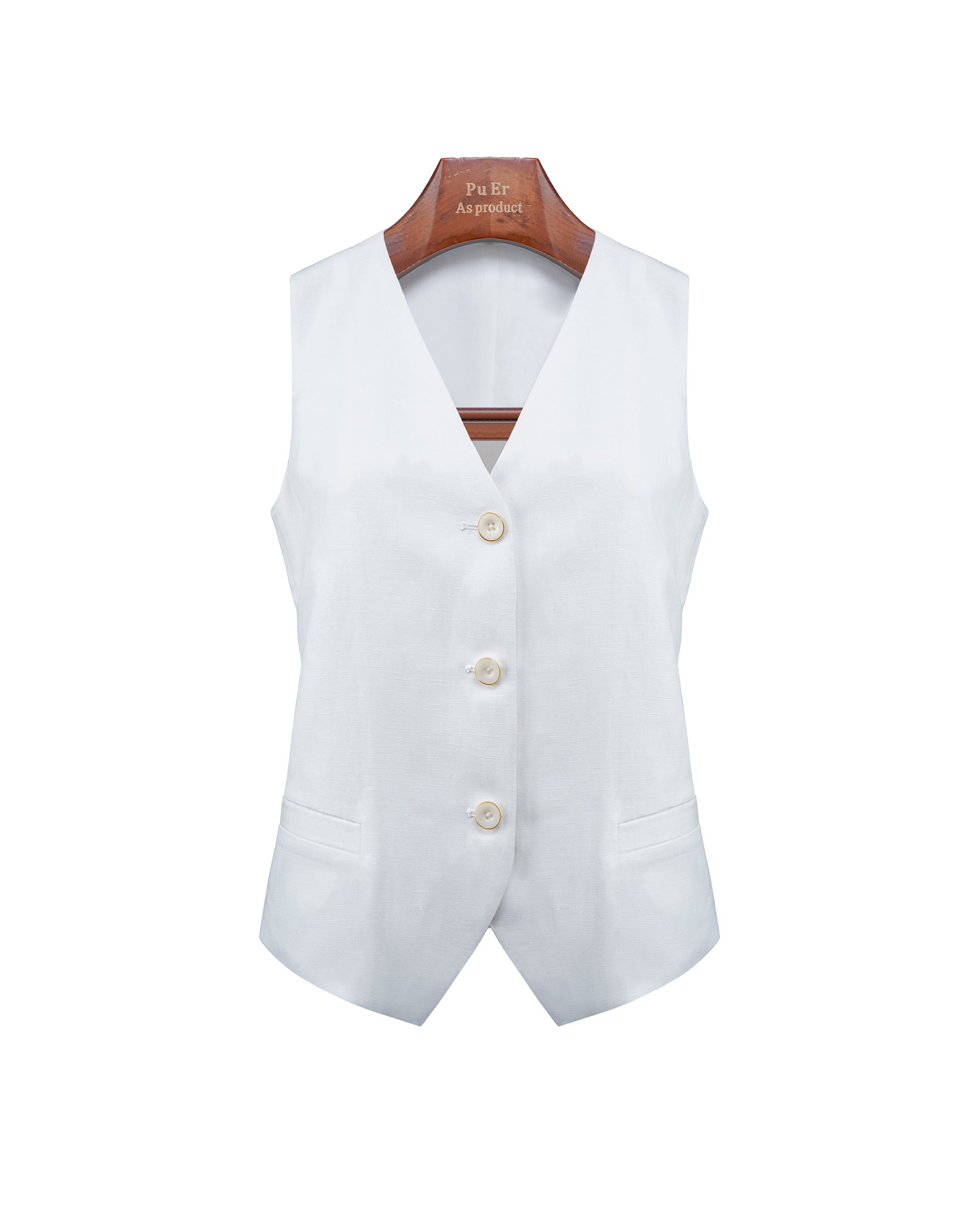 Lightweight Breathable Tencel Linen Blend White Vest