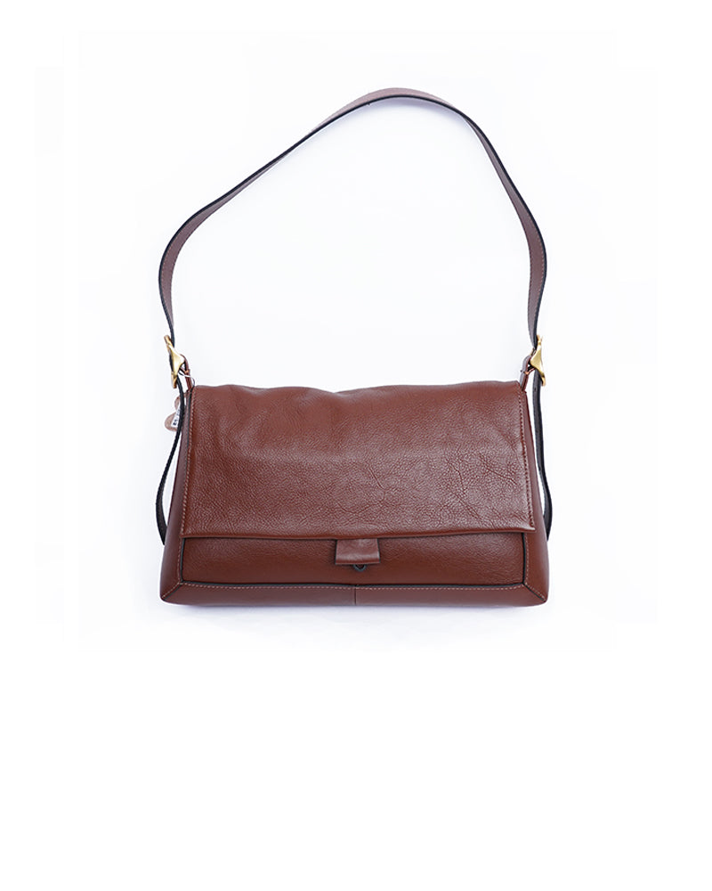 Vintage Brown Soft Leather Adjustable Strap Handbag for Daily Work Suitpure