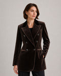Rich Brown Velvet Blazer | Relaxed Fit Suitpure