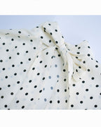Beige Polka Dot Blouse with Back Tie Detail Suitpure