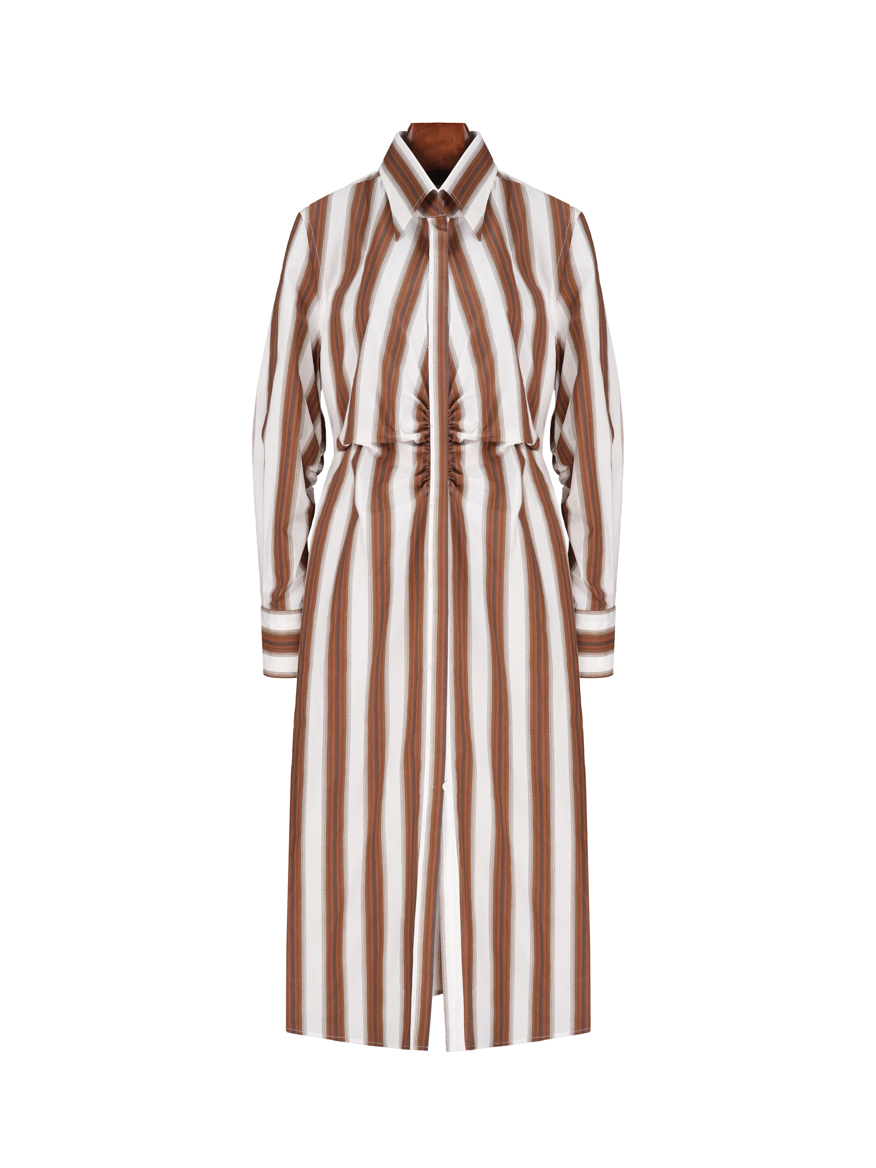 Cotton Striped Shirred Convertible Shirt Dress Suitpure