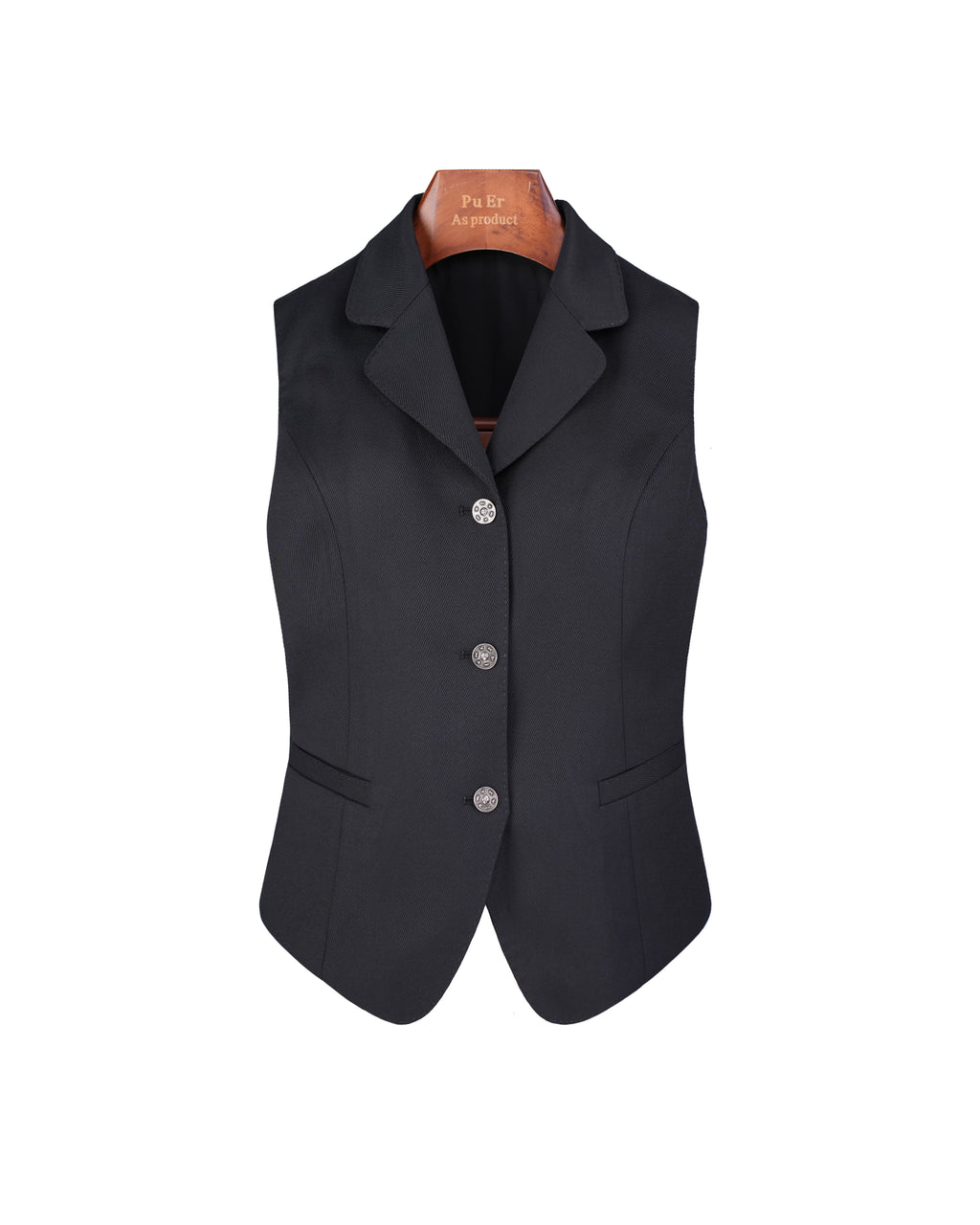 Fitted Rounded Collar Wool Cavalry Twill Vest| 100% Wool（副本）