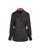 Shawl Collar Tie-Waist Blouse for Spring