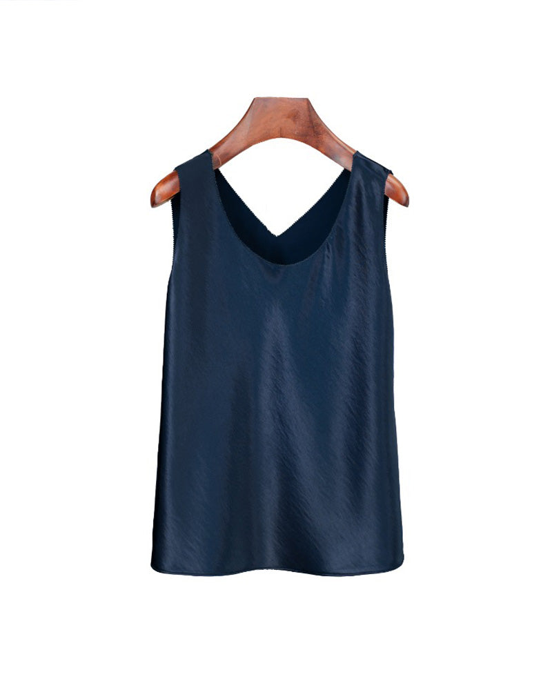 Four-Color Simple Satin Acetate Tank Top Suitpure