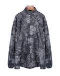 Embossed Floral Mandarin Shirt Jacket Suitpure