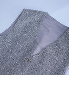 Black White Houndstooth Slub Linen Adjustable Vest Suitpure