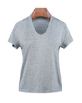 Wool Acetate Tencel U-Neck Short Sleeve Top Suitpure