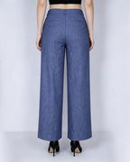 Japanese Linen Denim Wide-Leg Trousers | Yarn-Dyed Suitpure