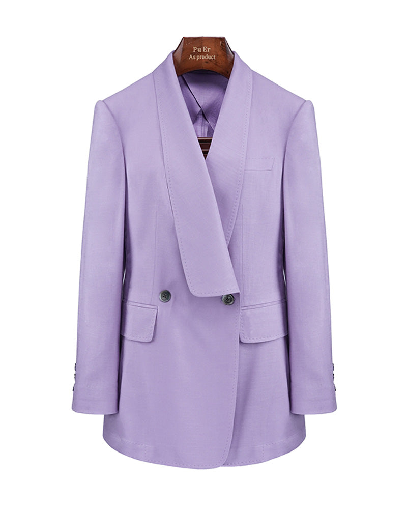 Purple Shawl Collar Unlined Blazer Suitpure