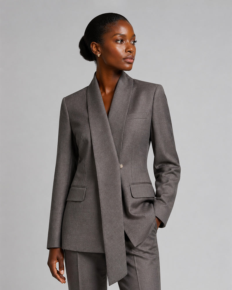 Imported Wool Shawl Collar Blazer with Self-Tie Suitpure