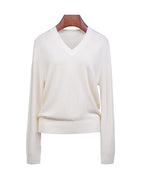 Three-Color V-Neck Pullover in Soft Knit