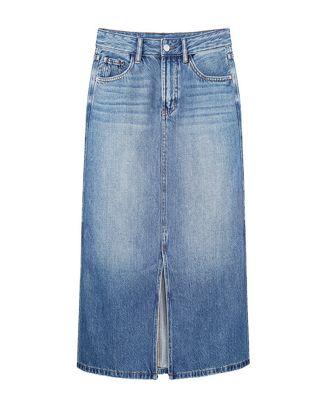 Classic Denim Shift Dress in Vintage Blue