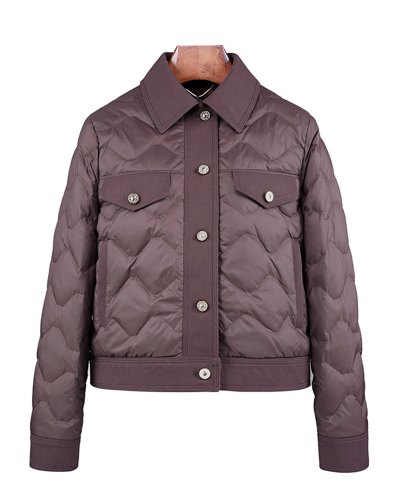 Short Down Puffer in Ebony Brown