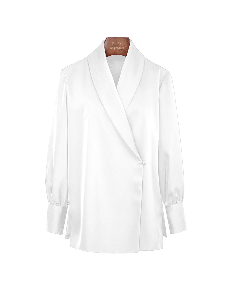Women Silky Acetate Polyester Wrap Blouse